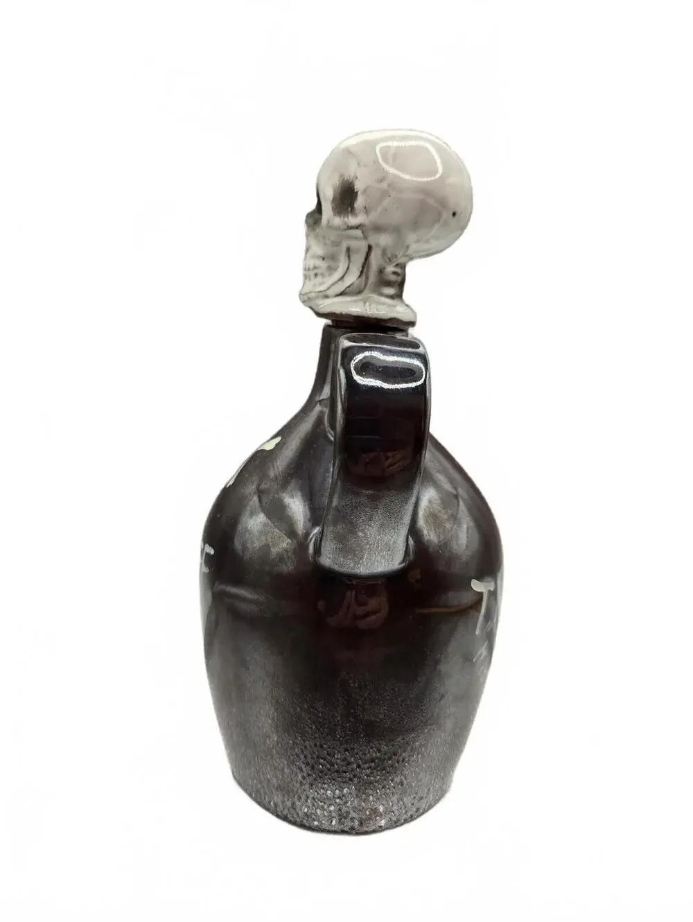 Vintage Skull Crossbones Old Man's Private Stock Poison Decanter Brown Jug Japan